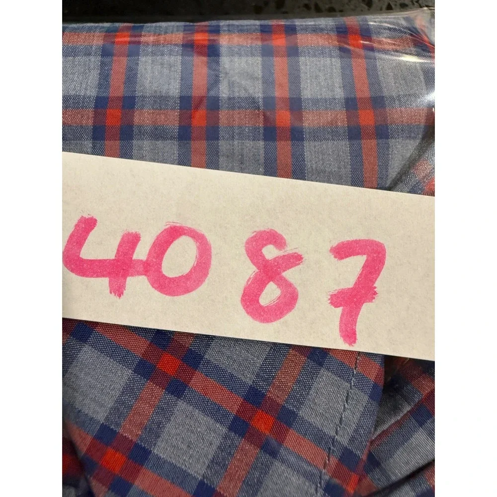 Banana Republic Tech Stretch Cotton Plaid Button Down Shirt Mens Medium Blue Red
